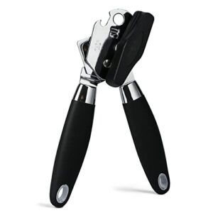 venusdali food safety multifunctional can opener stainless steel manual can opener with non-slip handle and large knob, handheld heavy buty powerful can opener, can opener (black)