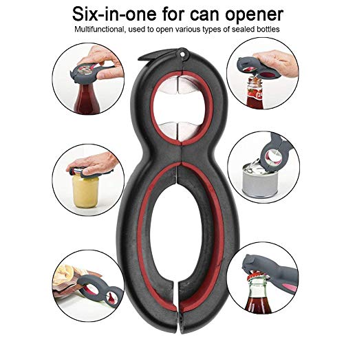 2Pcs 6‑In‑1 Can Opener Jar Opener Bottle Opener Multifunctional Bottle Opener Kitchen Handheld Gadgets