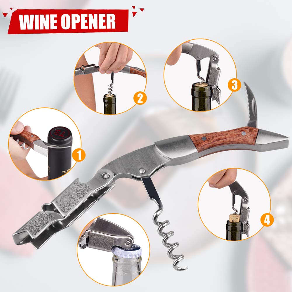 Can Opener，Safe Cut Manual Can Opener ，Ergonomic with Anti Slip Grip Handle，with Corkscrew Opener--Easy Turn Knob，Ideal for Seniors and Arthritis--Apply to Various cans