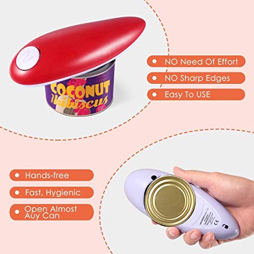 FlyBanbooElectric Can Opener, Restaurant can Opener, Smooth Edge Automatic Electric Can Opener Chef's Best Choice, Best Kitchen Gadget for Arthritis, Red, A239