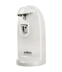 salton essentials - electric can opener with integrated bottle opener and sharpener, white