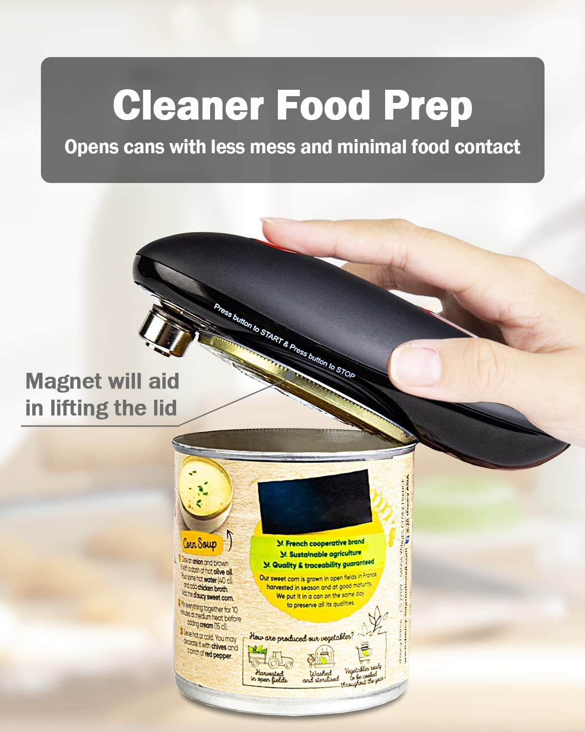 Belypoke Electric Can Opener, Automatic Can Opener Use Safe to Use & No Sharp Edge, Best Kitchen Gift for Senior and Arthritis Easy To Clean