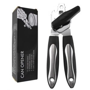 w8 manual can opener black, non-slip handle easy to grasp, easy to turn cutting wheel, stainless steel sharp blade to save energy and time, kitchen small tools bottle opener.