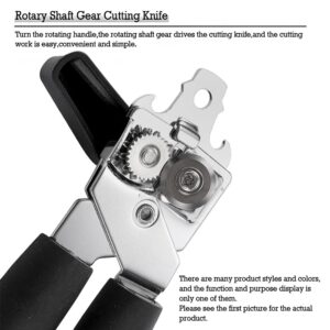 W8 Manual can opener black, non-slip handle easy to grasp, easy to turn cutting wheel, stainless steel sharp blade to save energy and time, kitchen small tools Bottle opener.