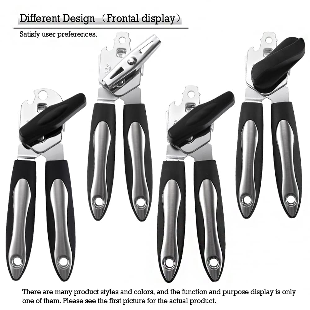 W8 Manual can opener black, non-slip handle easy to grasp, easy to turn cutting wheel, stainless steel sharp blade to save energy and time, kitchen small tools Bottle opener.