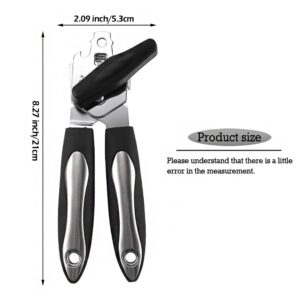 W8 Manual can opener black, non-slip handle easy to grasp, easy to turn cutting wheel, stainless steel sharp blade to save energy and time, kitchen small tools Bottle opener.
