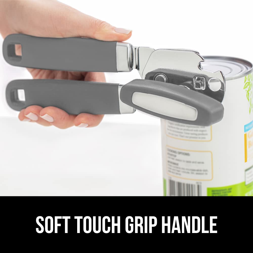Gorilla Grip Manual Hand Held Can Opener and Flexible Cutting Boards Set of 4, Rust Proof Lid Openers for Kitchen in Gray, Durable Food Chopping Boards in Multicolor, 2 Item Bundle