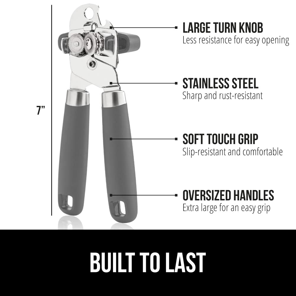 Gorilla Grip Manual Hand Held Can Opener and Flexible Cutting Boards Set of 4, Rust Proof Lid Openers for Kitchen in Gray, Durable Food Chopping Boards in Multicolor, 2 Item Bundle