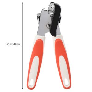 FIYO Orange Manual Can Opener, Tin Opener Bottle Opener Manual Handheld Strong Can Opener Stainless Steel Professional Can Opener Smooth Edge Comfortable Soft Handle