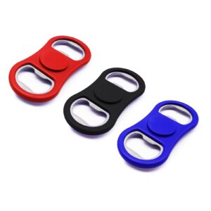3 pack beer bottle openers, heavy duty stainless steel flat solid and durable beer openers, red, black, blue