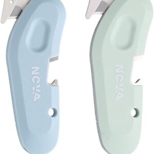 2 Pack 3-in-1 Magnet Nova Pop-open Cutter Mini Box Cutter with Safety Conceald Blade, Keychain Box Opener