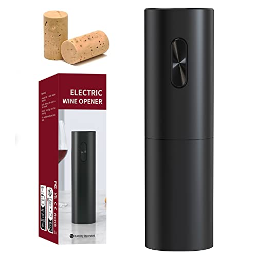 KIEKRO Electric Wine Opener, Battery Powered Wine Opener, One-Click Automatic and Reusable Easy to Carry Wine Cork Remover, Suitable for Wine Enthusiasts, Gifts, Family Kitchens, Parties (Black)