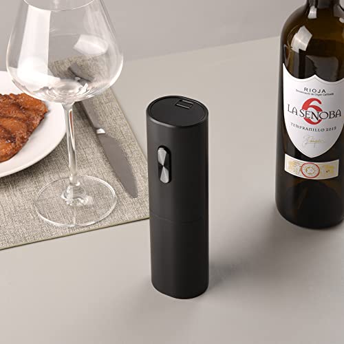 KIEKRO Electric Wine Opener, Battery Powered Wine Opener, One-Click Automatic and Reusable Easy to Carry Wine Cork Remover, Suitable for Wine Enthusiasts, Gifts, Family Kitchens, Parties (Black)