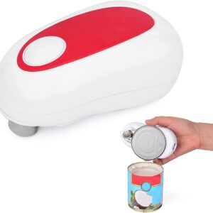 Qweeon Electric Can Opener,Battery Operated Can Opener with Smooth Edge,One Touch Can opener for Kitchen, White, 5.5x2.56x2.95 inch