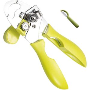 xxin can opener and swivel vegetable peeler, 4-in-1 manual stainless steel handheld can openers with 1 potatoe peeler, green, green
