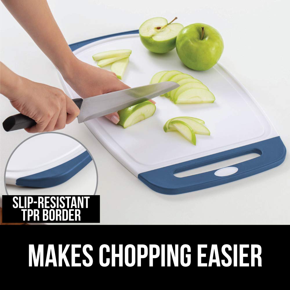 Gorilla Grip Cutting Boards Set of 3 and Manual Can Opener, Cutting Boards Are Slip Resistant, Can Opener Includes Built in Bottle Opener, Both in Blue Color, 2 Item Bundle