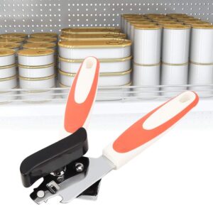 Fdit Multifunction Orange&Black Can Opener Stainless Steel Safety Manual Tin Bottle Opener Handheld Convenient Can Opener Kitchen Utensils