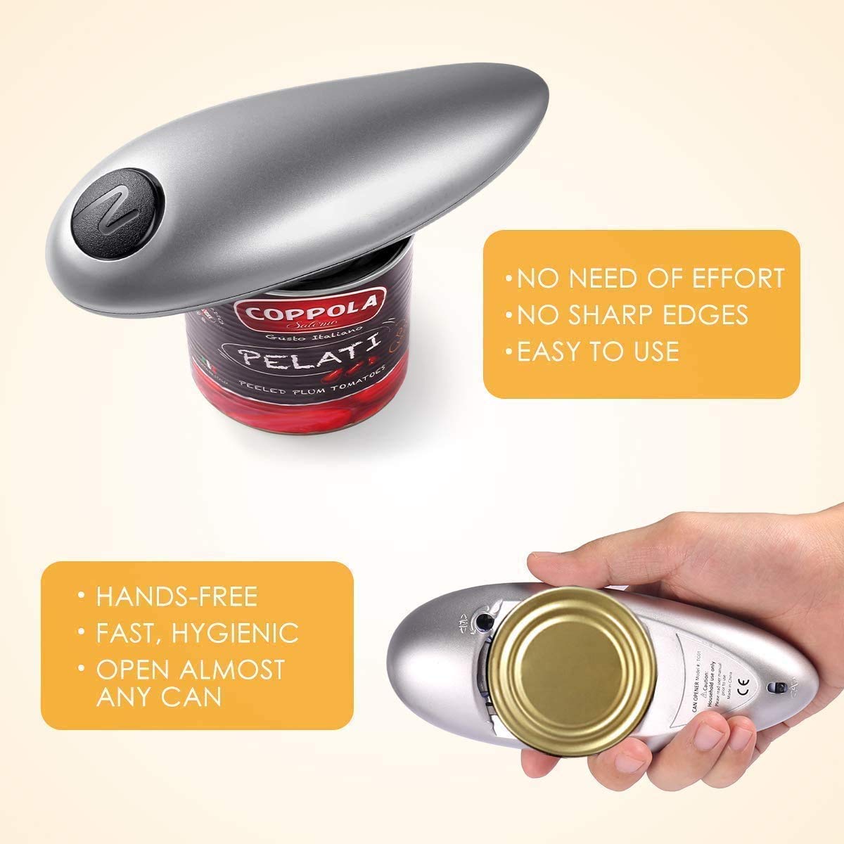 AUBNICO Electric Can Opener, Automatic Can Opener Hands Free with Smooth Edge Upgraded Battery Can Opener Just A Simple Push of Button -No Sharp Edge, Silver-21