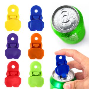 ginfonr 6 pieces color manual easy can opener, premium plastic shields tab openers, soda can lids soda can cover pop cover beer or soda cans at picnic, bbq, protect cold drinks from bees