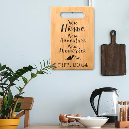 MY-ALVVAYS Housewarming Gift for New House Homeowner, Housewarming Gift, New Home Gift Idea, First Home Gift, Gift for Home, New Home New Adventure New Memories, Cutting Board Gift, 7"x 11", MCB032