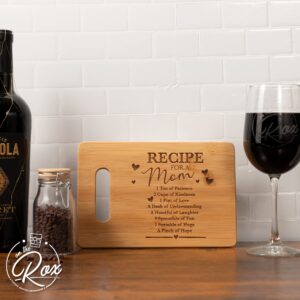 On The Rox Gifts for Mom - "Recipe For A Mom” Bamboo Engraved Personalized Cutting Board (9"x6") - Birthday Gifts for Mom from Daughters - Mother's Day, Grandmother, Grandma Gifts