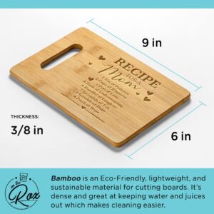 On The Rox Gifts for Mom - "Recipe For A Mom” Bamboo Engraved Personalized Cutting Board (9"x6") - Birthday Gifts for Mom from Daughters - Mother's Day, Grandmother, Grandma Gifts