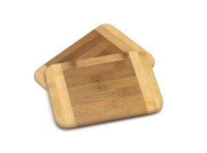 lipper international bamboo wood two-tone kitchen cutting and serving board, small, 8" x 6" x 5/16", set of 2