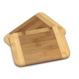 Lipper International Bamboo Wood Two-Tone Kitchen Cutting and Serving Board, Small, 8" x 6" x 5/16", Set of 2