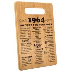henghere 60th birthday gifts for women or men, happy 60 year old birthday gifts, 60th birthday present, vintage 1964 60th birthday decorations - cutting board