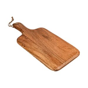 samhita acacia wood cutting board, for meat, cheese, bread, vegetables & fruits, with grip handle (15" x 7")