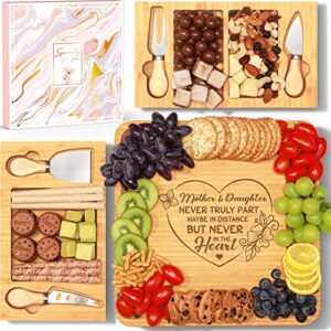 fimibuke gifts for mom - christmas mom gifts from daughter son kids husband bamboo best mom gift cheese & charcuterie board kitchen cooking serving tray xmas birthday present for women wife