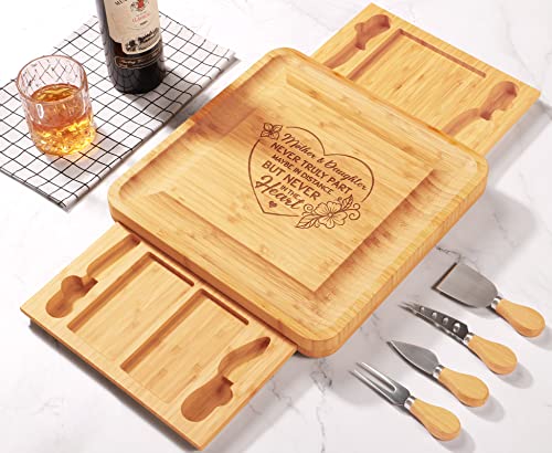 Fimibuke Gifts for Mom - Christmas Mom Gifts from Daughter Son Kids Husband Bamboo Best Mom Gift Cheese & Charcuterie Board Kitchen Cooking Serving Tray Xmas Birthday Present for Women Wife