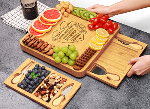 Fimibuke Gifts for Mom - Christmas Mom Gifts from Daughter Son Kids Husband Bamboo Best Mom Gift Cheese & Charcuterie Board Kitchen Cooking Serving Tray Xmas Birthday Present for Women Wife