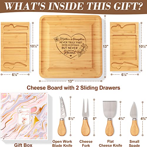 Fimibuke Gifts for Mom - Christmas Mom Gifts from Daughter Son Kids Husband Bamboo Best Mom Gift Cheese & Charcuterie Board Kitchen Cooking Serving Tray Xmas Birthday Present for Women Wife