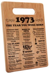 henghere 51st birthday gifts for women or men, happy 51 year old birthday gifts, 51st birthday present, vintage 51st birthday decorations - 1973 cutting board