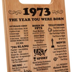 Henghere 51st Birthday Gifts for Women or Men, Happy 51 Year Old Birthday Gifts, 51st Birthday Present, Vintage 51st Birthday Decorations - 1973 Cutting Board