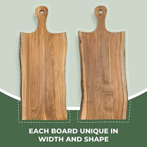 Extra Large 27 inch Acacia Wood Serving Board with Live Edge - Long Chopping and Cutting Board Food Prep Surface, Charcuterie Board for Meat, Veggies, Cheese Board, Bread, Fruit, Appetizers