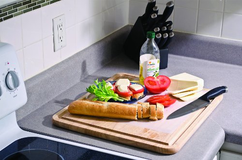 Camco - 43753-A Hardwood Cutting Board and Stove Topper With Non-Skid Backing, Includes Flexible Cutting Mat