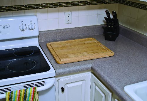 Camco - 43753-A Hardwood Cutting Board and Stove Topper With Non-Skid Backing, Includes Flexible Cutting Mat