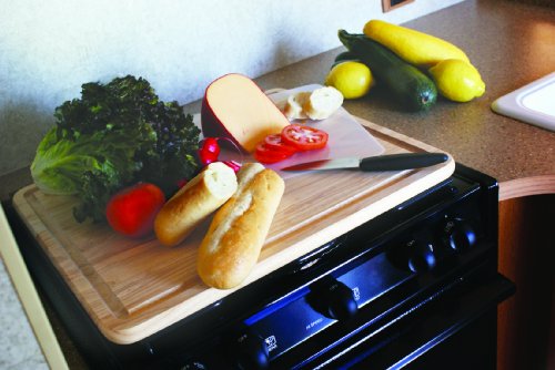 Camco - 43753-A Hardwood Cutting Board and Stove Topper With Non-Skid Backing, Includes Flexible Cutting Mat