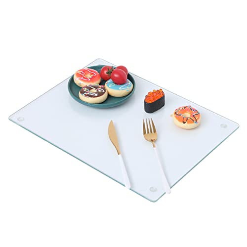 Murrey Home Glass Cutting Board for Kitchen Counter, Tempered Glass Chopping Boards Dishwasher Safe, Small Clear Countertop Tray, Scratch Resistant, Heat Resistant, 16"x12"