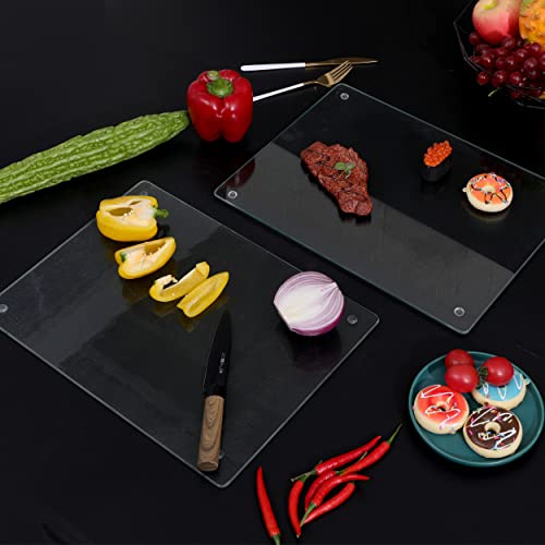 Murrey Home Glass Cutting Board for Kitchen Counter, Tempered Glass Chopping Boards Dishwasher Safe, Small Clear Countertop Tray, Scratch Resistant, Heat Resistant, 16"x12"