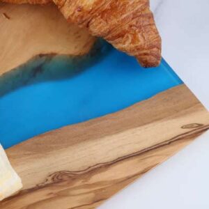 Cheese Board - Olive Wood and Blue Resin - Charcuterie Board Butter Board Serving Platter Hostess Gift in Box - Ethically and Sustainably Sourced from the Mediterranean Standard