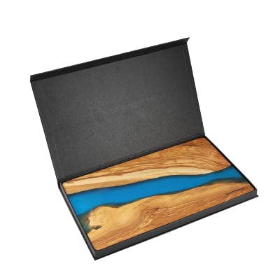 Cheese Board - Olive Wood and Blue Resin - Charcuterie Board Butter Board Serving Platter Hostess Gift in Box - Ethically and Sustainably Sourced from the Mediterranean Standard