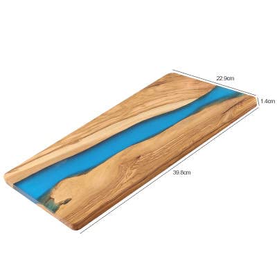 Cheese Board - Olive Wood and Blue Resin - Charcuterie Board Butter Board Serving Platter Hostess Gift in Box - Ethically and Sustainably Sourced from the Mediterranean Standard
