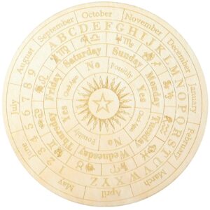 star pendulum board wooden dowsing board divination metaphysical message board for witchcraft wiccan altar supplies kit beginner witchcraft supply, round shape (9.8 inch)
