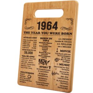 jettryran 60th birthday gifts for women men 60 years old birthday gifts- vintage 1964, 1964 poster, back in 1964 cutting board- 60th birthday decorations- turning 60 c006