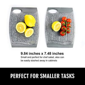 Small Plastic Cutting Board Set of 2, Mini Cutting Board for Small Kitchen Tasks, Non Slip Edges, Unique Design with Multiple Juice Grooves! BPA Free, Non-Porous, Dishwasher Safe (9.84" x 7.48")