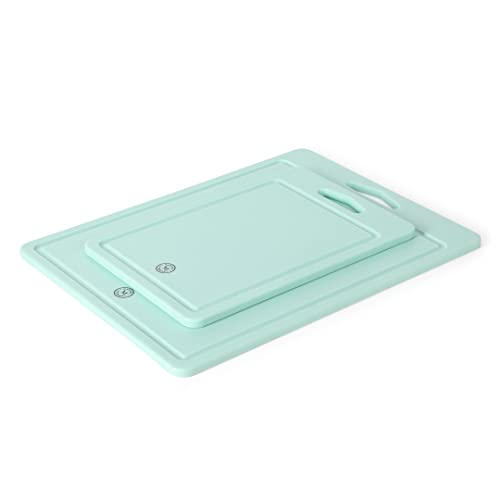 Martha Stewart BPA Free Plastic Cutting Board (16" x 12" and 12" x 8") - Martha Blue - Dishwasher Safe, 2-Pack