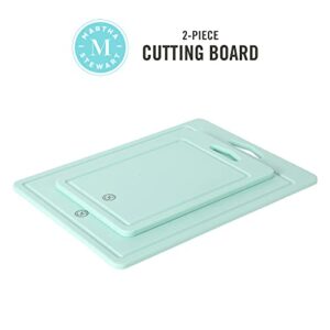 Martha Stewart BPA Free Plastic Cutting Board (16" x 12" and 12" x 8") - Martha Blue - Dishwasher Safe, 2-Pack